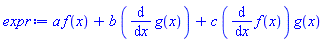a*f(x)+b*(diff(g(x), x))+c*(diff(f(x), x))*g(x)
