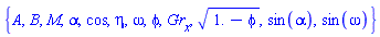 {A, B, M, alpha, cos, eta, omega, phi, Gr[x], (1.-phi)^(1/2), sin(alpha), sin(omega)}