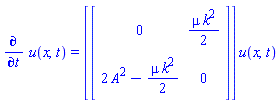 diff(u(x, t), t) = [Matrix(%id = 36893489823894642308)]*u(x, t)