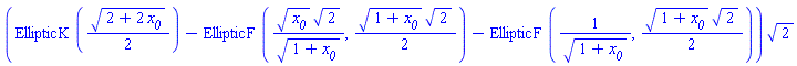 (EllipticK((1/2)*(2+2*x__0)^(1/2))-EllipticF(x__0^(1/2)*2^(1/2)/(1+x__0)^(1/2), (1/2)*(1+x__0)^(1/2)*2^(1/2))-EllipticF(1/(1+x__0)^(1/2), (1/2)*(1+x__0)^(1/2)*2^(1/2)))*2^(1/2)