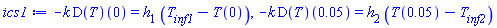 -k*(D(T))(0) = h[1]*(T[inf1]-T(0)), -k*(D(T))(0.5e-1) = h[2]*(T(0.5e-1)-T[inf2])