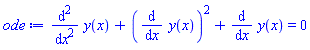 diff(diff(y(x), x), x)+(diff(y(x), x))^2+diff(y(x), x) = 0