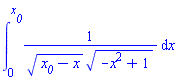 int(1/((x__0-x)^(1/2)*(-x^2+1)^(1/2)), x = 0 .. x__0)