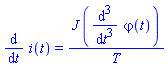 diff(i(t), t) = J*(diff(diff(diff(varphi(t), t), t), t))/T