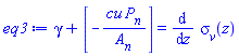 gamma+[-cu*P__n/A__n] = diff(sigma__v(z), z)