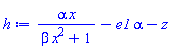alpha*x/(beta*x^2+1)-e1*alpha-z