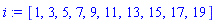 [1, 3, 5, 7, 9, 11, 13, 15, 17, 19]