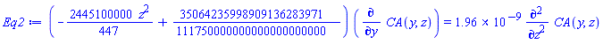(-(2445100000/447)*z^2+35064235998909136283971/111750000000000000000000)*(diff(CA(y, z), y)) = 0.196e-8*(diff(diff(CA(y, z), z), z))