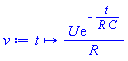 proc (t) options operator, arrow, function_assign; U*exp(-t/(R*C))/R end proc