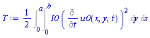 (1/2)*(Int(I0*(Diff(u0(x, y, t), t))^2, [y = 0 .. b, x = 0 .. a]))