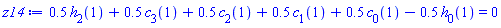 .5*h[2](1)+.5*c[3](1)+.5*c[2](1)+.5*c[1](1)+.5*c[0](1)-.5*h[0](1) = 0