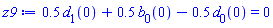 .5*d[1](0)+.5*b[0](0)-.5*d[0](0) = 0