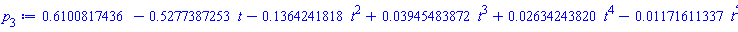 .6100817436-.5277387253*t-.1364241818*t^2+0.3945483872e-1*t^3+0.2634243820e-1*t^4-0.1171611337e-1*t^5