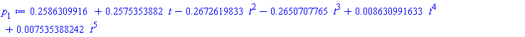.2586309916+.2575353882*t-.2672619833*t^2-.2650707765*t^3+0.8630991633e-2*t^4+0.7535388242e-2*t^5