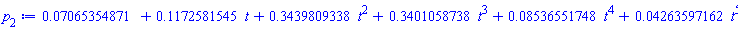 0.7065354871e-1+.1172581545*t+.3439809338*t^2+.3401058738*t^3+0.8536551748e-1*t^4+0.4263597162e-1*t^5