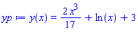 y(x) = (2/17)*x^3+ln(x)+3