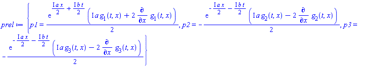 {p1 = (1/2)*exp(((1/2)*I)*a*x+((1/2)*I)*b*t)*(I*a*g[1](t, x)+2*(diff(g[1](t, x), x))), p2 = -(1/2)*exp(-((1/2)*I)*a*x-((1/2)*I)*b*t)*(I*a*g[2](t, x)-2*(diff(g[2](t, x), x))), p3 = -(1/2)*exp(-((1/2)*I)*a*x-((1/2)*I)*b*t)*(I*a*g[3](t, x)-2*(diff(g[3](t, x), x)))}