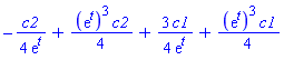 -(1/4)*c2/exp(t)+(1/4)*(exp(t))^3*c2+(3/4)*c1/exp(t)+(1/4)*(exp(t))^3*c1