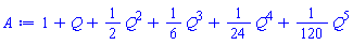 1+Q+(1/2)*Q^2+(1/6)*Q^3+(1/24)*Q^4+(1/120)*Q^5