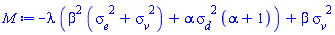 -lambda*(beta^2*(sigma__e^2+sigma__v^2)+alpha*sigma__d^2*(alpha+1))+beta*sigma__v^2