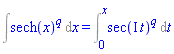Int(sech(x)^q, x) = Int(sec(I*t)^q, t = 0 .. x)