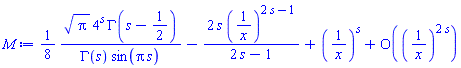(1/8)*Pi^(1/2)*4^s*GAMMA(s-1/2)/(GAMMA(s)*sin(Pi*s))-2*s*(1/x)^(2*s-1)/(2*s-1)+(1/x)^s+O((1/x)^(2*s))