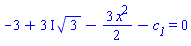 -3+(3*I)*3^(1/2)-(3/2)*x^2-c__1 = 0