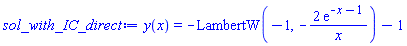 y(x) = -LambertW(-1, -2*exp(-x-1)/x)-1