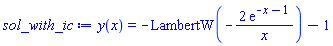 y(x) = -LambertW(-2*exp(-x-1)/x)-1