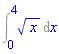 Int(x^(1/2), x = 0 .. 4)