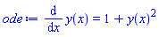 diff(y(x), x) = 1+y(x)^2