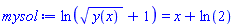 ln(y(x)^(1/2)+1) = x+ln(2)