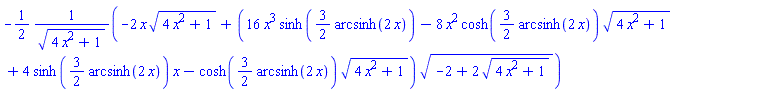 -(1/2)*(-2*x*(4*x^2+1)^(1/2)+(16*x^3*sinh((3/2)*arcsinh(2*x))-8*x^2*cosh((3/2)*arcsinh(2*x))*(4*x^2+1)^(1/2)+4*sinh((3/2)*arcsinh(2*x))*x-cosh((3/2)*arcsinh(2*x))*(4*x^2+1)^(1/2))*(-2+2*(4*x^2+1)^(1/2))^(1/2))/(4*x^2+1)^(1/2)