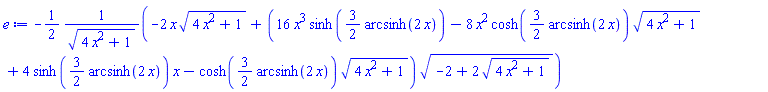 -(1/2)*(-2*x*(4*x^2+1)^(1/2)+(16*x^3*sinh((3/2)*arcsinh(2*x))-8*x^2*cosh((3/2)*arcsinh(2*x))*(4*x^2+1)^(1/2)+4*sinh((3/2)*arcsinh(2*x))*x-cosh((3/2)*arcsinh(2*x))*(4*x^2+1)^(1/2))*(-2+2*(4*x^2+1)^(1/2))^(1/2))/(4*x^2+1)^(1/2)