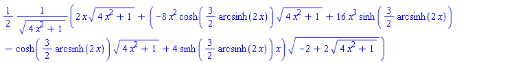 (1/2)*(2*x*(4*x^2+1)^(1/2)+(-8*x^2*cosh((3/2)*arcsinh(2*x))*(4*x^2+1)^(1/2)+16*x^3*sinh((3/2)*arcsinh(2*x))-cosh((3/2)*arcsinh(2*x))*(4*x^2+1)^(1/2)+4*sinh((3/2)*arcsinh(2*x))*x)*(-2+2*(4*x^2+1)^(1/2))^(1/2))/(4*x^2+1)^(1/2)