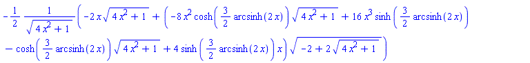 -(1/2)*(-2*x*(4*x^2+1)^(1/2)+(-8*x^2*cosh((3/2)*arcsinh(2*x))*(4*x^2+1)^(1/2)+16*x^3*sinh((3/2)*arcsinh(2*x))-cosh((3/2)*arcsinh(2*x))*(4*x^2+1)^(1/2)+4*sinh((3/2)*arcsinh(2*x))*x)*(-2+2*(4*x^2+1)^(1/2))^(1/2))/(4*x^2+1)^(1/2)