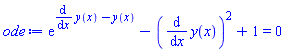 exp(diff(y(x), x)-y(x))-(diff(y(x), x))^2+1 = 0