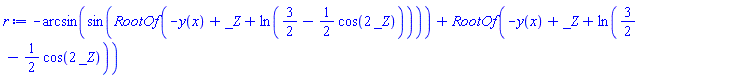 -arcsin(sin(RootOf(-y(x)+_Z+ln(3/2-(1/2)*cos(2*_Z)))))+RootOf(-y(x)+_Z+ln(3/2-(1/2)*cos(2*_Z)))