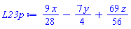 (9/28)*x-(7/4)*y+(69/56)*z