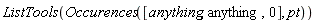 ListTools(Occurences([anything, anything, 0], pt))