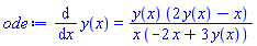 diff(y(x), x) = y(x)*(2*y(x)-x)/(x*(-2*x+3*y(x)))