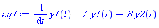 diff(y1(t), t) = A*y1(t)+B*y2(t)