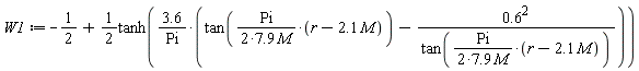W1 := -1/2+(1/2)*tanh(3.6*(tan(Pi*(r-2.1*M)/((2*7.9)*M))-.6^2/tan(Pi*(r-2.1*M)/((2*7.9)*M)))/Pi)