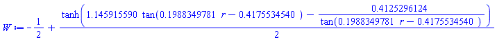 -1/2+(1/2)*tanh(1.145915590*tan(.1988349781*r-.4175534540)-.4125296124/tan(.1988349781*r-.4175534540))