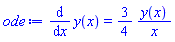 diff(y(x), x) = (3/4)*y(x)/x