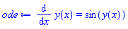 diff(y(x), x) = sin(y(x))