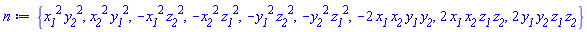 {x__1^2*y__2^2, x__2^2*y__1^2, -x__1^2*z__2^2, -x__2^2*z__1^2, -y__1^2*z__2^2, -y__2^2*z__1^2, -2*x__1*x__2*y__1*y__2, 2*x__1*x__2*z__1*z__2, 2*y__1*y__2*z__1*z__2}