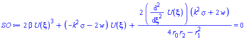 2*beta*U(xi)^3+(-k^2*sigma-2*w)*U(xi)+2*(diff(diff(U(xi), xi), xi))*(k^2*sigma+2*w)/(4*r[0]*r[2]-r[1]^2) = 0