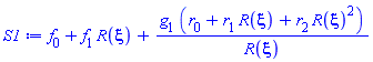 f[0]+f[1]*R(xi)+g[1]*(r[0]+r[1]*R(xi)+r[2]*R(xi)^2)/R(xi)