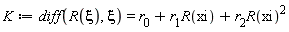 K := diff(R(xi), xi) = r[0]+r[1]*R(xi)+r[2]*R(xi)^2